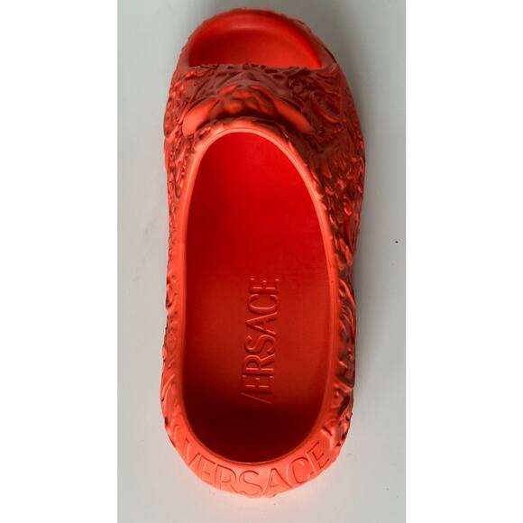 NIB $525 Versace Medusa Head Slides Pool Sandals Orange 13 US (46) 1005746 IT - Picture 5 of 14